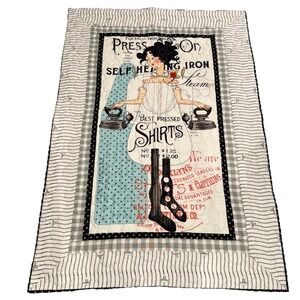 Handmade Quilt Press On Iron Laundry Victorian‎ Era Theme 39" X 57" NEW